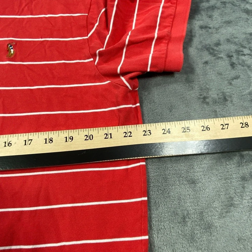 Vintage Polo Ralph Lauren Shirt‎ Men L Red Striped Classic Fit Golf All Cotton